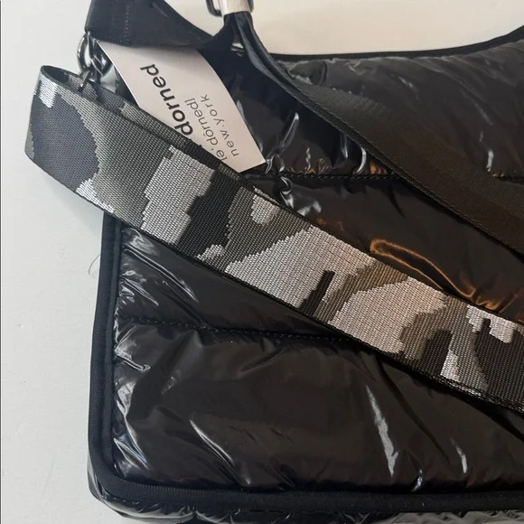 Ah-dorned Patent Black Quilted Shoulder Bag 2 Straps - Picture 3 of 15